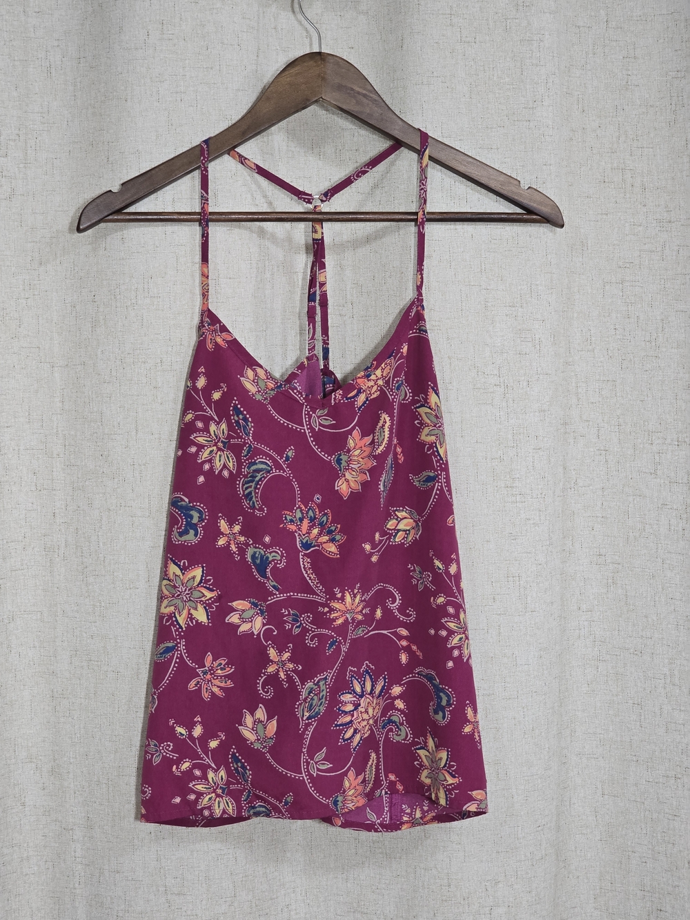 Hollister Magenta Paisley Print Strappy Top